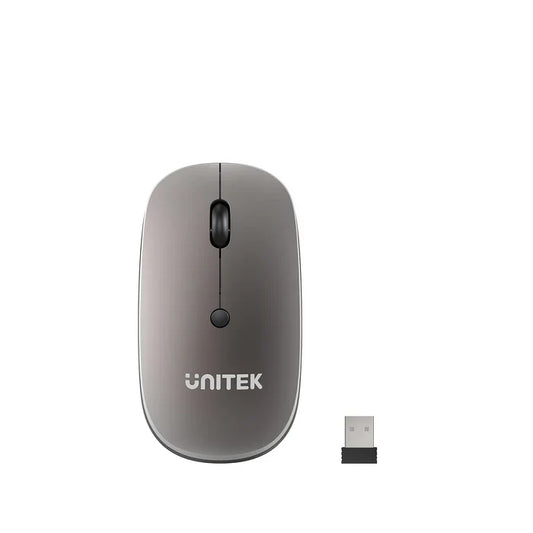 UNITEK SlimTrack Wireless Optical Mouse | 2.4GHz Cordless Mouse with 1600 DPI | Silent Click | Ergonomic Design | USB Plug & Play for Laptop and PC