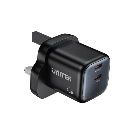 UNITEK 45W GaN Wall Charger (UK Plug) | Zeno PPS Fast USB-C Charger Block | Compact Power Adapter for iPhone 15/16 | Samsung Galaxy S25/S26 | MacBook Air | iPad Pro