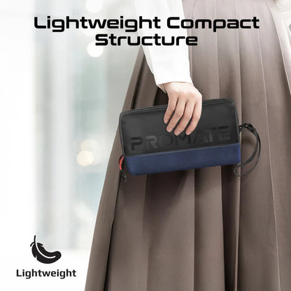 Promate Vali Lightweight Tech Essential Organizer Pouch | 1.79L | Cordura + Skin-Film Material | Compact Travel Storage