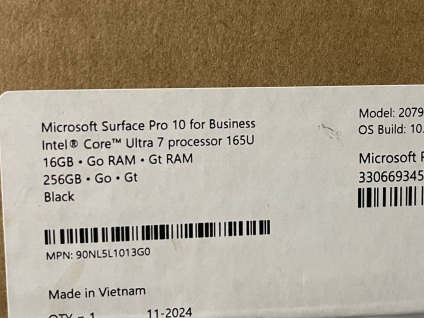 Microsoft Surface Pro 10 | ZDV-00025 | Intel Core Ultra 7-165U | RAM 16GB | SSD 256 | Intel Graphics | 13.0 Inch 120Hz | Black