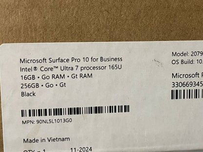 Microsoft Surface Pro 10 | ZDV-00025 | Intel Core Ultra 7-165U | RAM 16GB | SSD 256 | Intel Graphics | 13.0 Inch 120Hz | Black