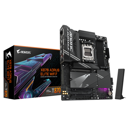 GIGABYTE X870 AORUS ELITE WiFi7 ATX Motherboard | AM5 | DDR5 8000 OC | PCIe 5.0 | Wi‑Fi 7 | Dual USB4 | Quad M.2 | 2.5 GbE