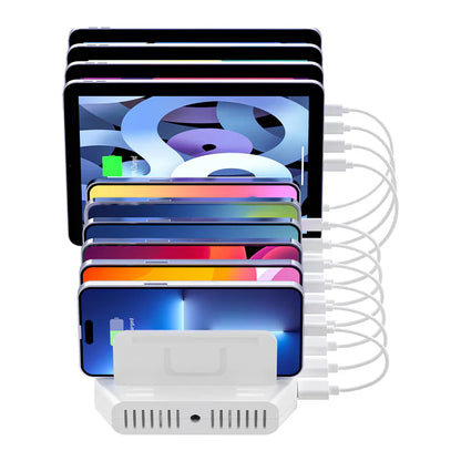 UNITEK 10-Port USB Charging Station | 60W Smart Charging Hub | 2.4A Fast Charge | Desktop Organizer for Multiple Devices