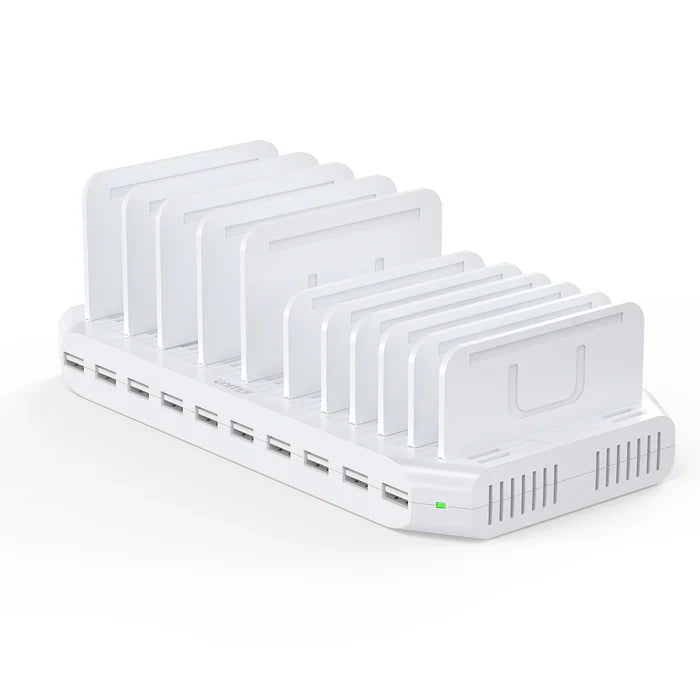 UNITEK 10-Port USB Charging Station | 60W Smart Charging Hub | 2.4A Fast Charge | Desktop Organizer for Multiple Devices