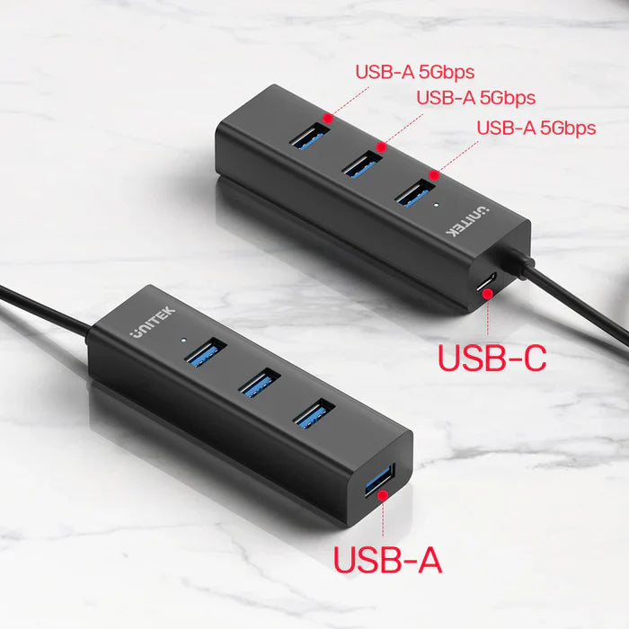 UNITEK 4-Ports Powered USB 3.0 Hub | High-Speed USB Expansion with External Power Adapter | Plug-and-Play | LED Power Indicator