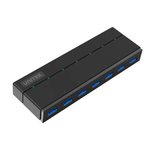 UNITEK USB 3.0 7-Port Hub | High-Speed USB Expansion with Individual Power Switches | LED Indicators | Plug-and-Play for Laptops & PCs
