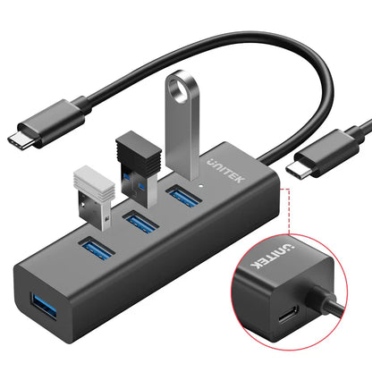 UNITEK USB-C 4-Port Hub | 5Gbps High-Speed USB Expansion Adapter with 4 USB-A Ports | Plug & Play for Laptop | PC | MacBook