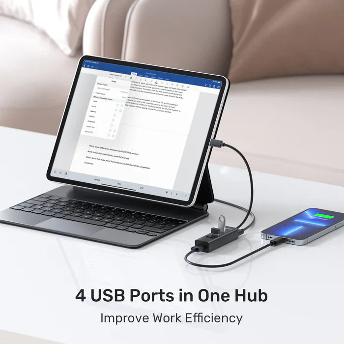 UNITEK USB-C 4-Port Hub | 5Gbps High-Speed USB Expansion Adapter with 4 USB-A Ports | Plug & Play for Laptop | PC | MacBook