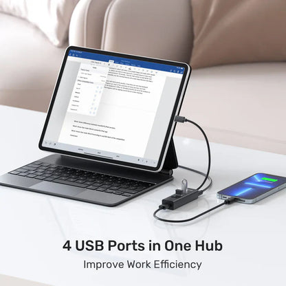 UNITEK USB-C 4-Port Hub | 5Gbps High-Speed USB Expansion Adapter with 4 USB-A Ports | Plug & Play for Laptop | PC | MacBook