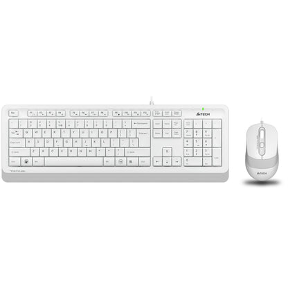 A4Tech Fstyler Sleek Wired Keyboard & Mouse Combo - Arabic/English - F1010 White - Mice & Keyboard Combo - alnabaa.com - النبع