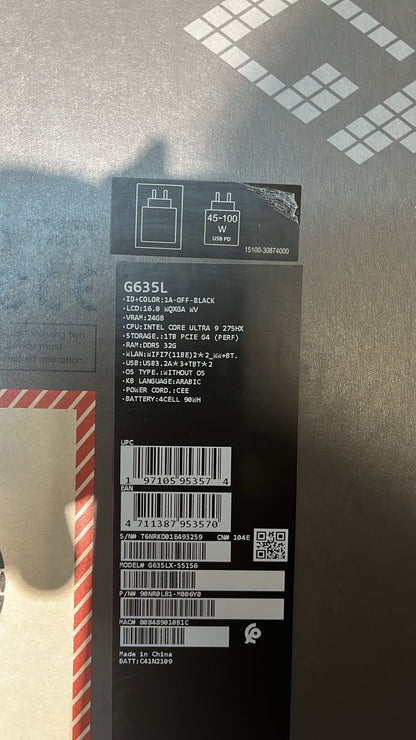 ASUS ROG Strix SCAR G16 G635LX-S5156 | Intel Core Ultra 9-275HX | RAM 32GB | SSD 1TB | NVIDIA Geforce RTX 5090 24GB | 16.0 Inch WQXGA IPS 240Hz | Off Black