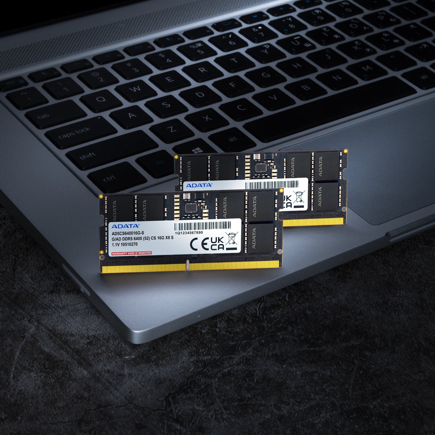 ADATA DDR5 SO-DIMM Memory Module | 6400 MT/s | 1.1 V | Built-In PMIC & On-Die ECC | 16GB Laptop RAM