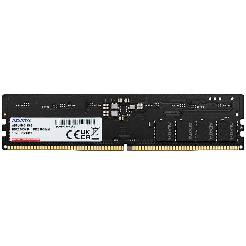 ADATA DDR5-5600 U-DIMM Memory Module | 16GB (1x 16GB) | 5600 MT/s | 1.1 V | On-Die ECC | 288-Pin Unbuffered DIMM
