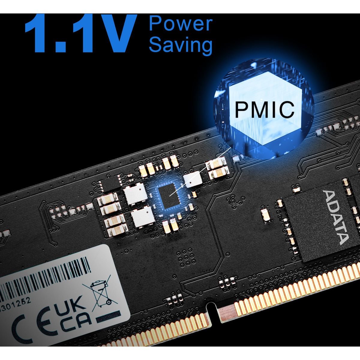 ADATA DDR5-5600 U-DIMM Memory Module | 16GB (1x 16GB) | 5600 MT/s | 1.1 V | On-Die ECC | 288-Pin Unbuffered DIMM