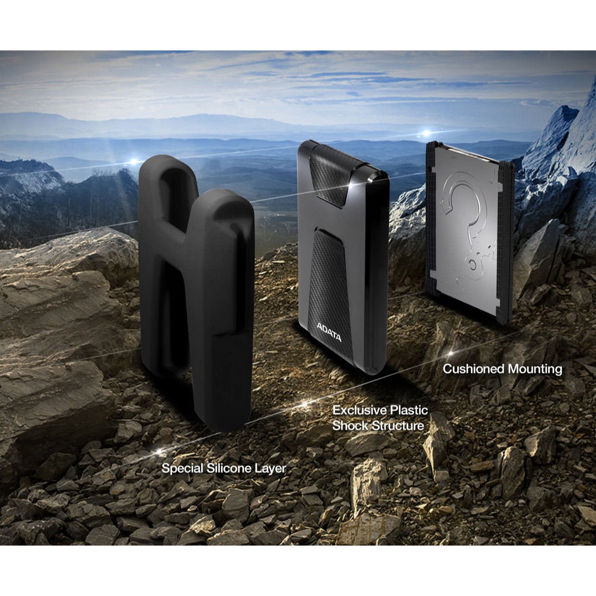 ADATA HD680 External Hard Drive USB 3.2 Military-Grade Shockproof Protective Rubberized Rugged Design | 1TB