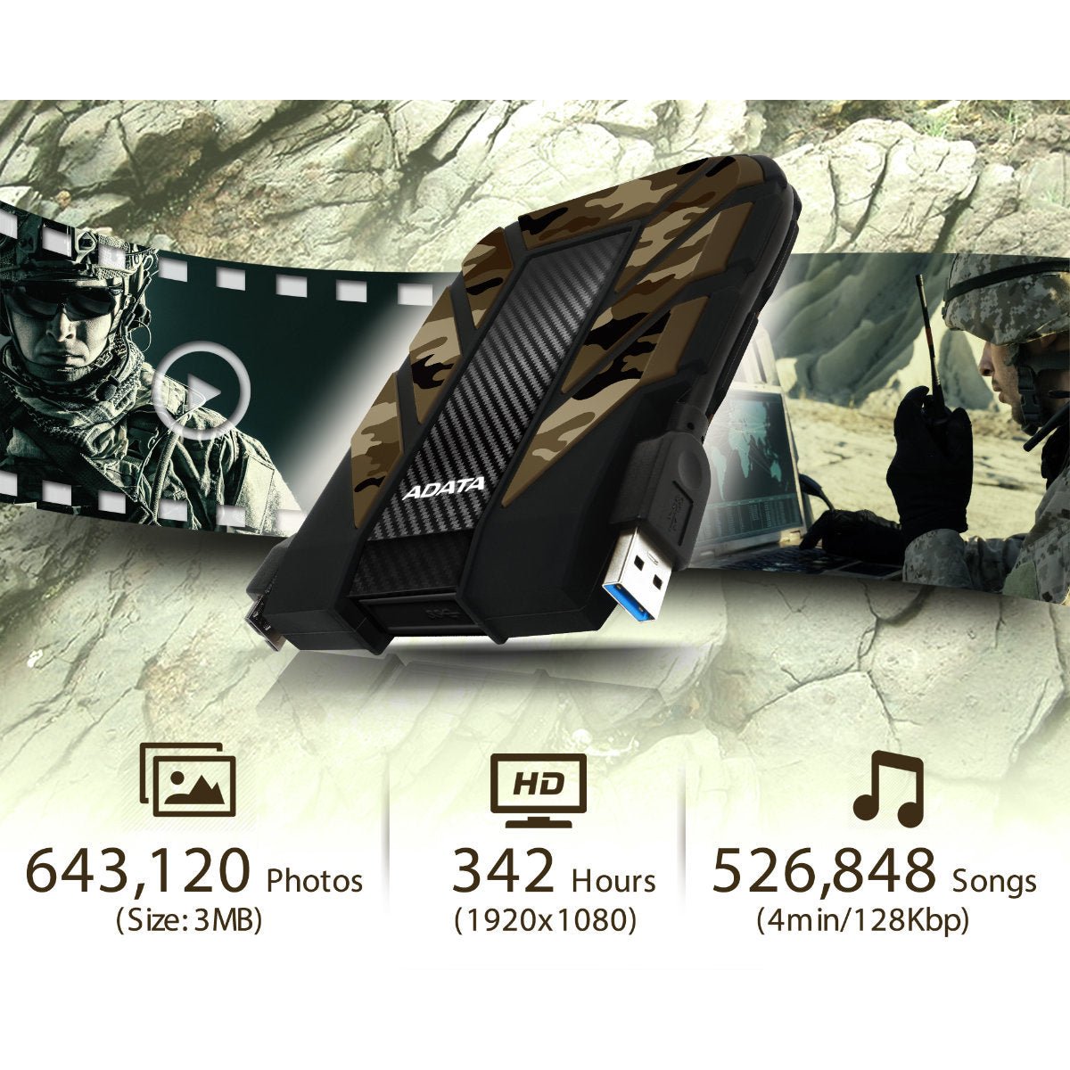 ADATA HD710M Pro USB 3.2 External Hard Drive - AHD710MP-1TU31-CCF - External Hard Drives - alnabaa.com - النبع