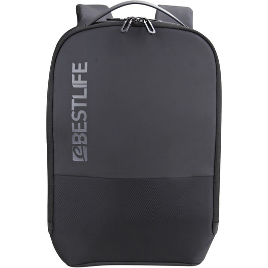 BESTLIFE BB-3677BK 15.6" Laptop Backpack | Water-Resistant Commuter Bag with USB Charging Port | Padded Laptop Compartment | Anti-Theft Pocket & Luggage Strap | Black
