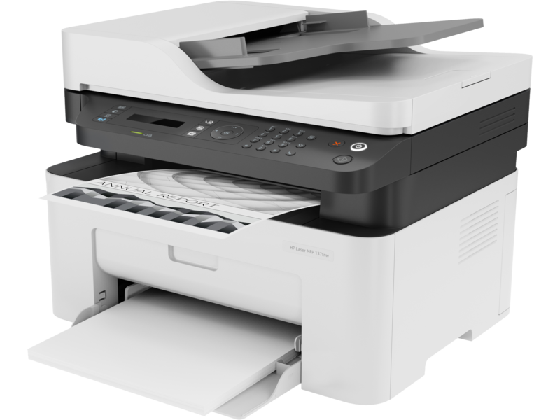 HP Laser MFP 137fnw All-in-One Printer – Print, Scan, Copy, Fax, 21 ppm, 1200×1200 dpi, 40-Sheet ADF, Wi-Fi, Ethernet, Mobile Printing (Black & White)