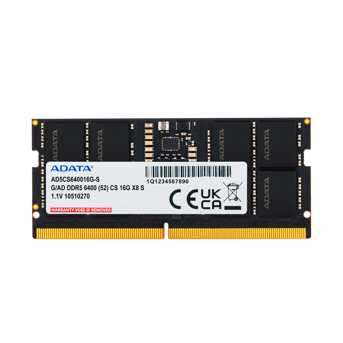 ADATA DDR5 SO-DIMM Memory Module | 6400 MT/s | 1.1 V | Built-In PMIC & On-Die ECC | 16GB Laptop RAM