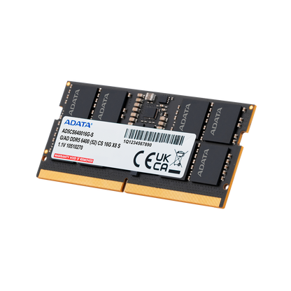 ADATA DDR5 SO-DIMM Memory Module | 6400 MT/s | 1.1 V | Built-In PMIC & On-Die ECC | 16GB Laptop RAM