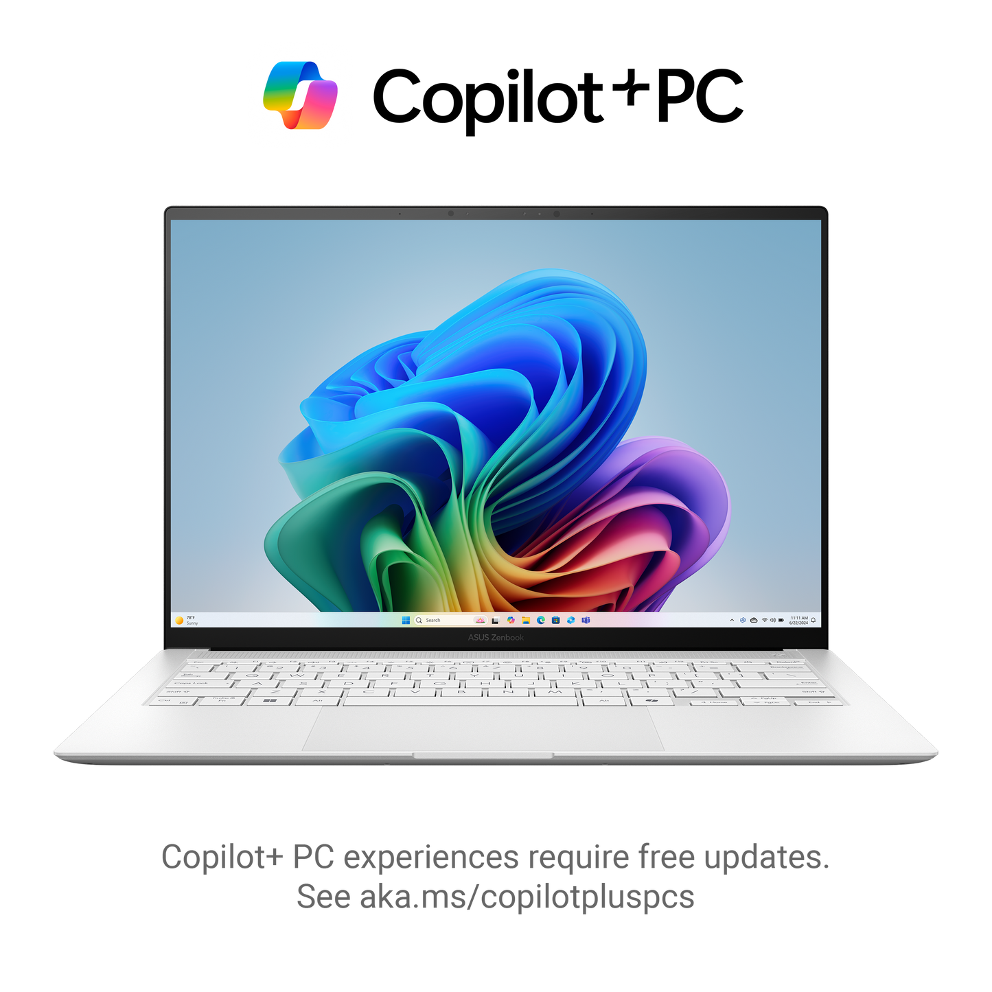 ASUS Zenbook S 14 UX5406SA-PZ067W Touch Screen Laptop 14" 3K OLED - Core Ultra 7 256V - 16GB RAM - 1TB SSD - Shared - WIN 11 (Scandinavian White)