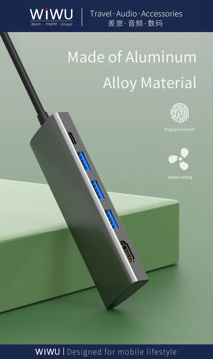 WIWU ALPHA 5 IN 1 USB-C HUB A531H | GRAY