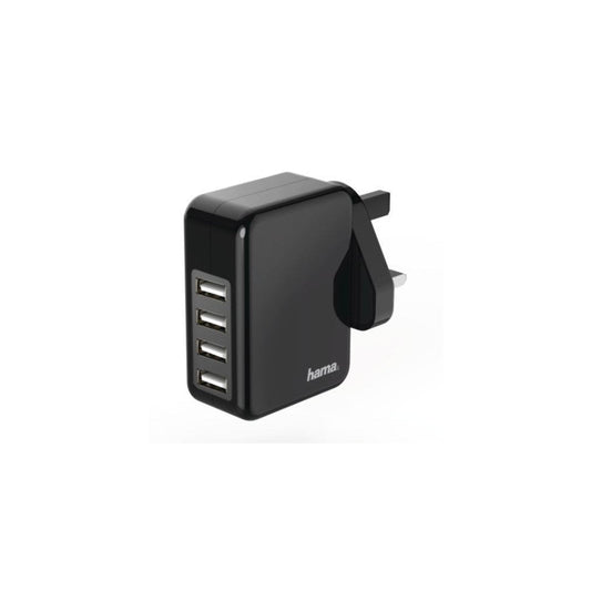 Hama 4 x USB-A Wall Plug Charger | 4.8A for Fast Charge