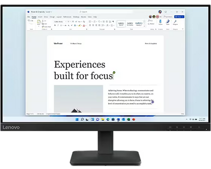 Lenovo L24-4e 23.8″ FHD 100Hz IPS Monitor — Full HD (1920×1080), 99% sRGB, 1300:1 Contrast, HDMI & VGA, Ultra-Slim Borderless Design