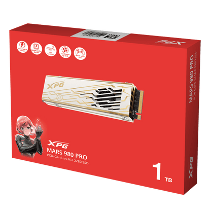 XPG MARS 980 PRO PCIe Gen5 x4 M.2 2280 SSD – Active Turbo-Fan Cooling, 14,000/13,000 MB/s, 1TB, PS5-Compatible