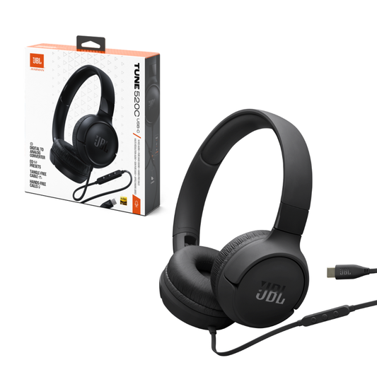 JBL Tune 520C USB-C Hi-Res Wired On-ear headphones | Black