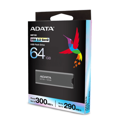 ADATA UE720 USB 3.2 Gen2 Flash Drive 300/290 MB/s SSD-Level Performance - 64GB