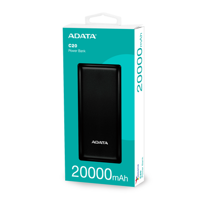 ADATA C20 Power Bank 20000 mAh Robust Power for 3-Device Charging