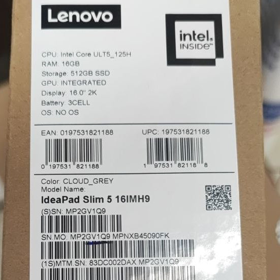 Lenovo IdeaPad Slim 5 16IMH9 | (2DAX) Intel Core Ultra 5-125H | RAM 16GB | SSD 512GB | Intel Arc Graphics | 16 Inch 2K OLED 120Hz | White