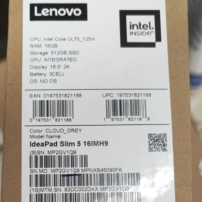 Lenovo IdeaPad Slim 5 16IMH9 | (2DAX) Intel Core Ultra 5-125H | RAM 16GB | SSD 512GB | Intel Arc Graphics | 16 Inch 2K OLED 120Hz | White