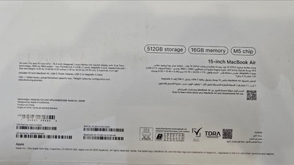 Apple Macbook Air MDVH4AB/A | A3448 | M5 Chip (10 Core) | GPU (8 Core) | RAM 16GB | SSD 512GB | 15.0 (2880 x 1864) | Midnight