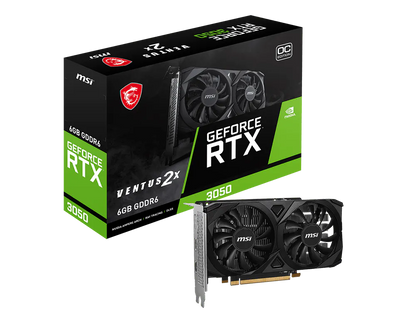 MSI GeForce RTX 3050 VENTUS 2X E 6G OC Graphics Card | NVIDIA RTX 3050 | 6GB GDDR6 | PCIe 4.0 x8 | Dual Fan Cooling | HDMI 2.1 | DisplayPort | 4K Support | Ampere Architecture