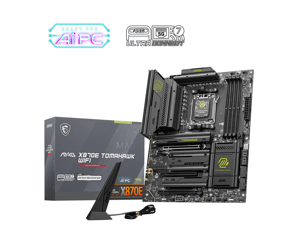 MSI MAG X870E Tomahawk WiFi AM5 Motherboard | DDR5 | PCIe 5.0 | USB4 | Wi-Fi 7 | 5G LAN | ATX Gaming Board for Ryzen 9000 Series
