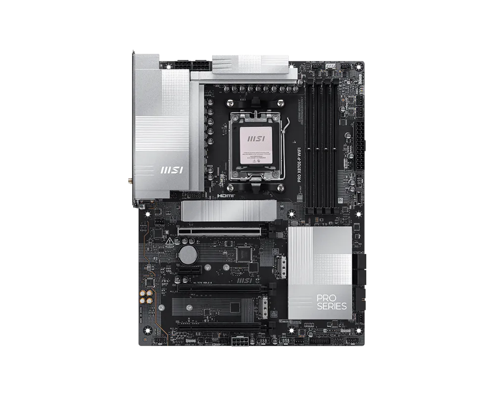 MSI PRO X870E-P WIFI Motherboard | AMD X870E | AM5 | DDR5 8200+ MHz (OC) | PCIe 5.0 | USB4 40Gbps | Wi-Fi 7 | 5G LAN | Triple M.2 | ATX