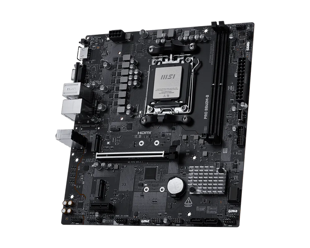 MSI PRO B840M-B mATX Motherboard | AMD B840 | AM5 | DDR5 | PCIe 4.0 | M.2 | HDMI | USB 3.2