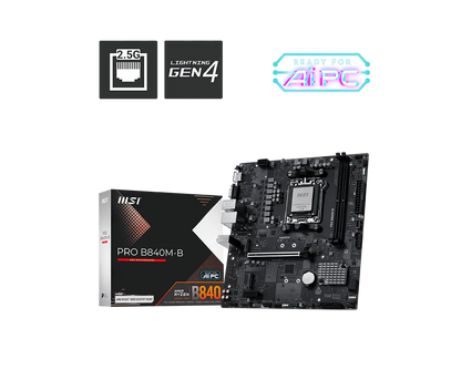 MSI PRO B840M-B mATX Motherboard | AMD B840 | AM5 | DDR5 | PCIe 4.0 | M.2 | HDMI | USB 3.2