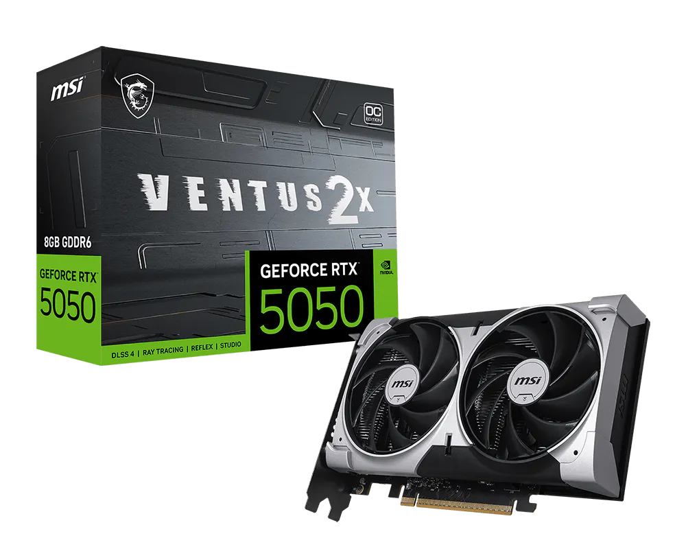 MSI RTX 5050 Ventus 2X OC 8GB Gaming Graphics Card | Dual Fan Cooling | PCIe 5.0 | DLSS 4 | Ray Tracing | 8K Support