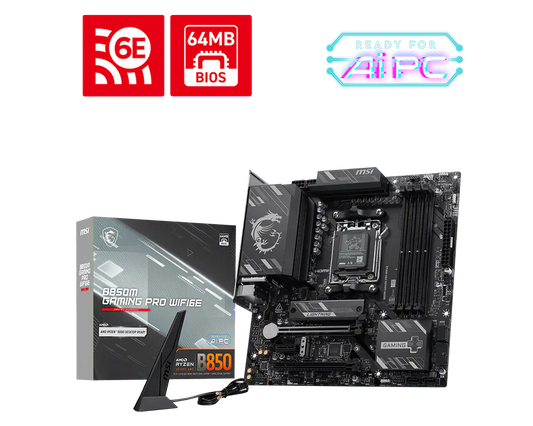 MSI B850M GAMING PRO WIFI6E Motherboard | AMD B850 | AM5 | DDR5 8200+ MHz (OC) | PCIe 4.0 x16 | PCIe 5.0 M.2 | Wi-Fi 6E | 2.5G LAN | USB-C | mATX