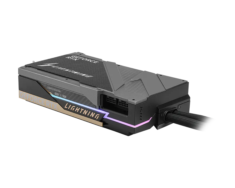 MSI GeForce RTX 5090 32G LIGHTNING Z Extreme Overclocking Graphics Card | 32GB GDDR7 | 512-bit | Liquid Cooling | 2775MHz Boost | 1000W Power | Dual 16-Pin | 8” Display | PCIe 5.0 | HDMI 2.1b | DP 2.1b