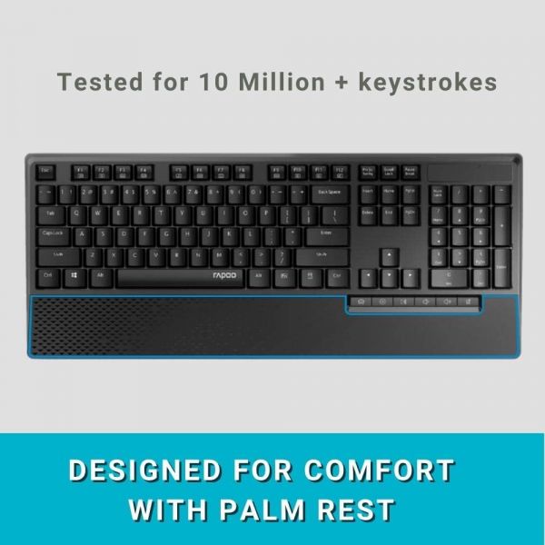 Rapoo Wireless Keyboard and Mouse Combo X1960 -2.4GHz | Low-Profile Full-Size Keys | Optical Mouse | Long Battery Life | USB Receiver
