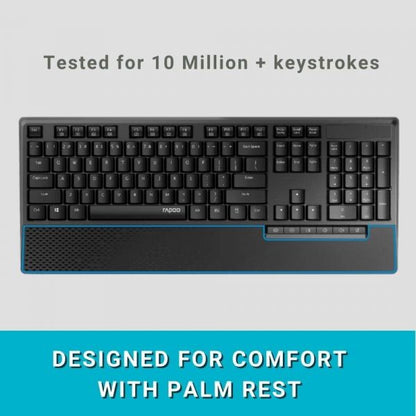 Rapoo Wireless Keyboard and Mouse Combo X1960 -2.4GHz | Low-Profile Full-Size Keys | Optical Mouse | Long Battery Life | USB Receiver
