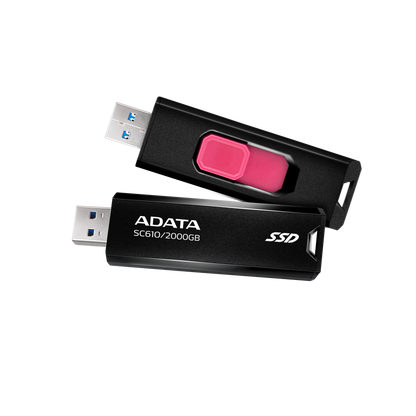 ADATA SC610 External SSD USB 3.2 Gen2 550MB/s Read 500MB/s Write Capless Slide-Out Cableless - 2TB