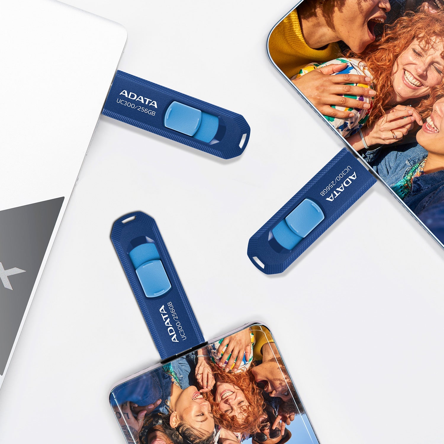 ADATA UC300 USB 3.2 Gen1 Flash Drive Type-C High Compatibility Capless Sliding Connector - 128GB
