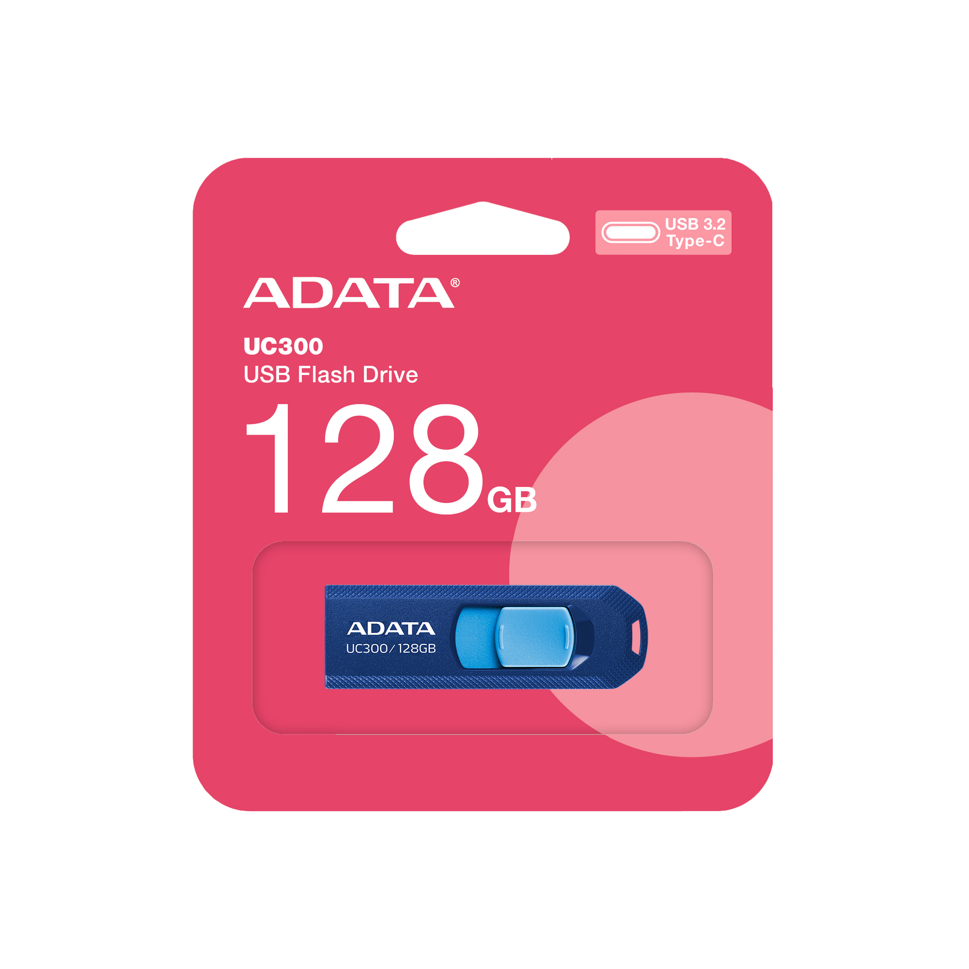 ADATA UC300 USB 3.2 Gen1 Flash Drive Type-C High Compatibility Capless Sliding Connector - 128GB