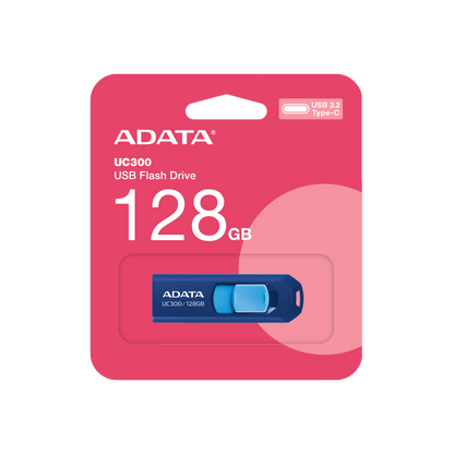 ADATA UC300 USB 3.2 Gen1 Flash Drive Type-C High Compatibility Capless Sliding Connector - 128GB