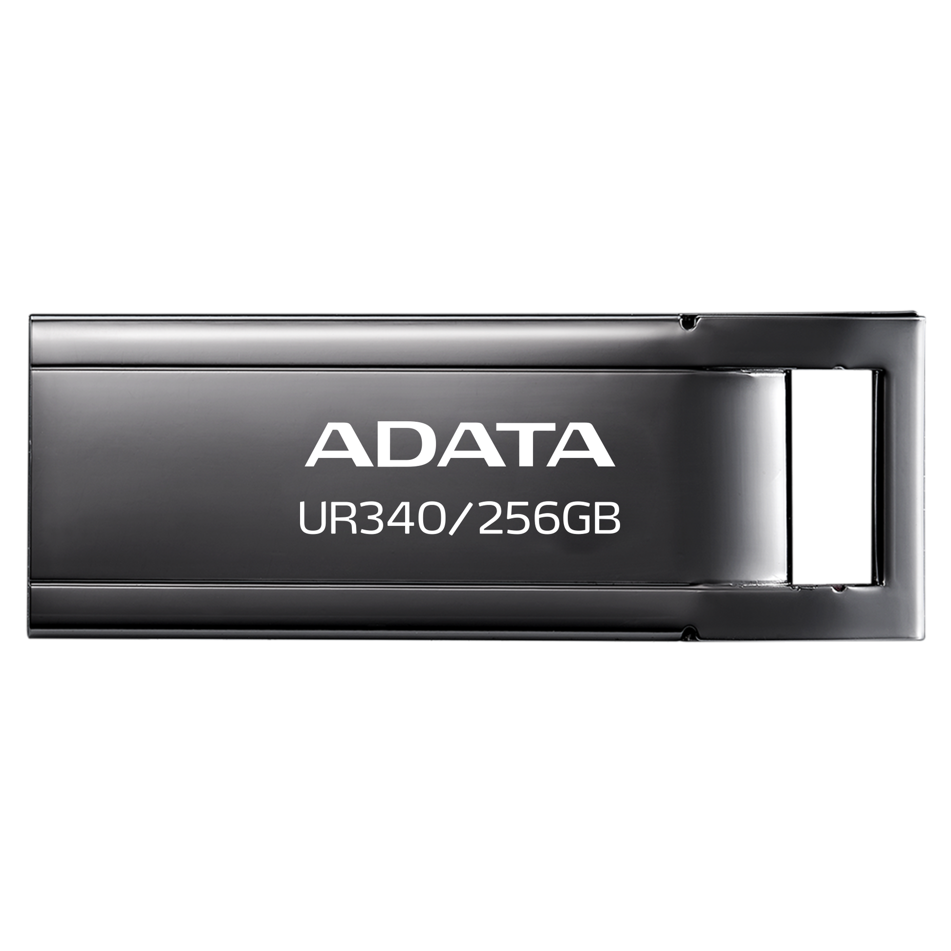 ADATA UR340 USB 3.2 Flash Drive Waterproof Dustproof Capless Glossy Black Nickel - 256GB